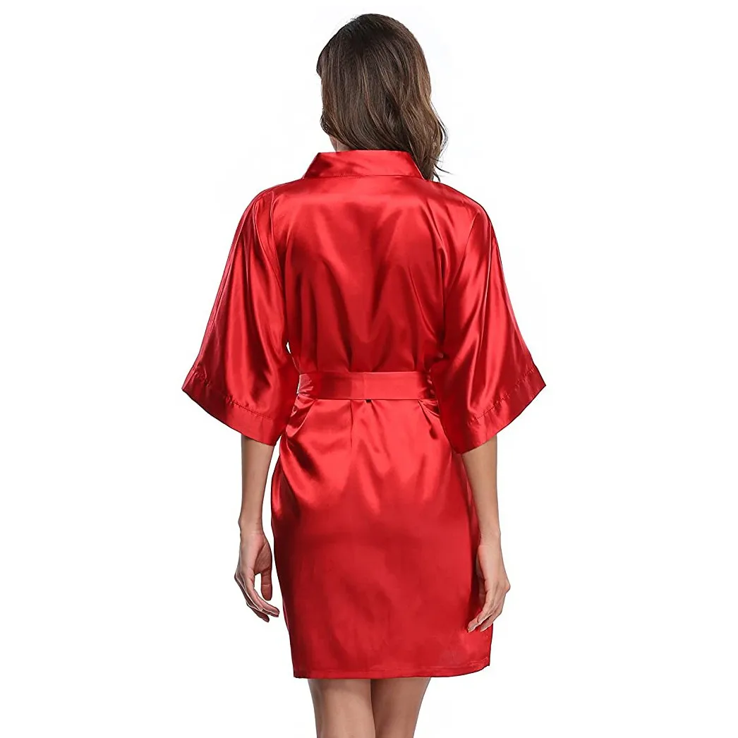 Red Bride Bridesmaid Wedding Robe Women Sleepwear Summer Nightgown Casual Kimono Bathrobe Gown Sexy Short Nightdress Homewear women sleepwear bride robes sleepwear pajamas