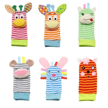 

Baby Rattles Cute Soft Baby toys for 0-12M Bed Bell Animal Christmas Crib Newborn toy Watch with wrist strap socks rattle bell