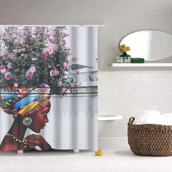 

New 180x180cm Waterproof Shower Curtain Bathroom Non-slip Rug Toilet Lid Cover Bath Mat Shower Curtain with 12 Hooks Home Decor