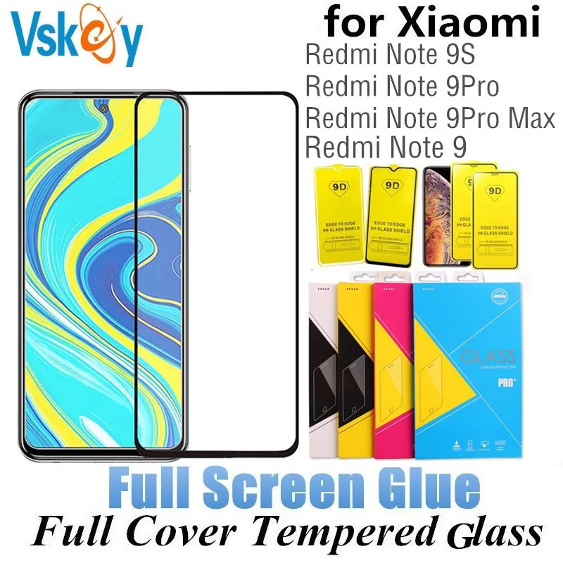 VSKEY 100pcs 2.5D Full Cover Tempered Glass for Xiaomi Redmi Note 10S 9S 9T 7 8 Pro Poco X3 NFC Screen Protector Protective Film