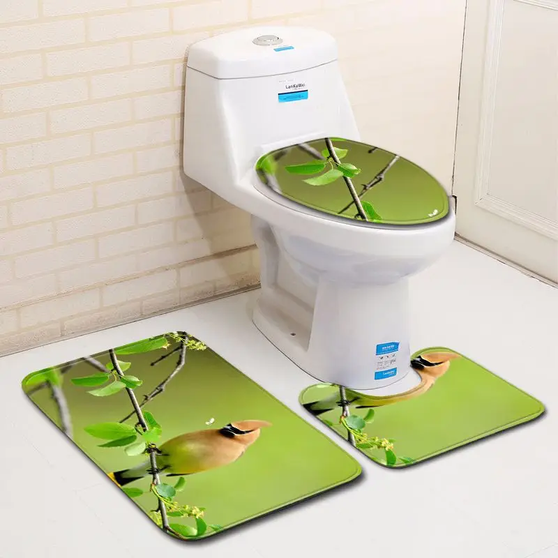 Zeegle туалетный набор, Противоскользящий коврик для ванной комнаты, коврик для душа, коврик для туалета, мягкий фланелевый коврик для ног, впитывающий, 3 шт., набор ковриков для ванной - Цвет: C054