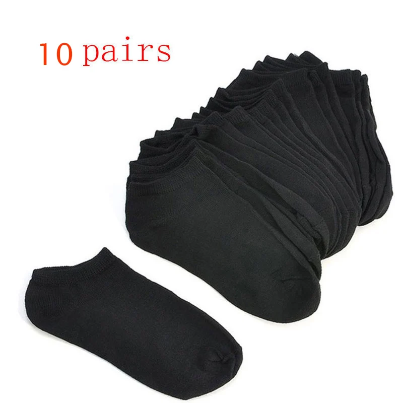 

10 Pairs Color Breathable Compression Socks Men Solid Color Boat Socks Comfortable Cotton Ankle White Black Socks Gifts for Men