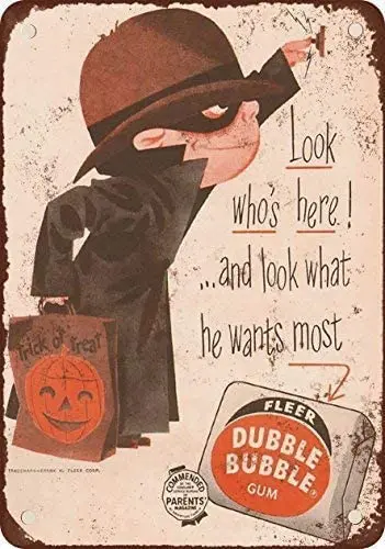 

1957 Bubble Gum and Halloween Poster Funny Art Decor Vintage Aluminum Retro Metal Tin Sign Painting Decorative Signs