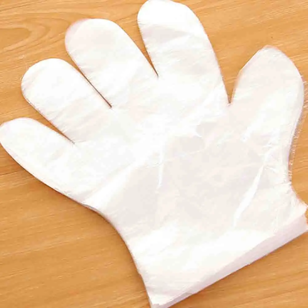 100 шт Одноразовые Перчатки Водонепроницаемые эластичные полиэтиленовые кухонные удобные чистящие перчатки удобные в использовании