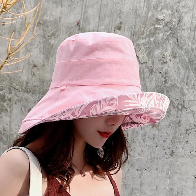 UV Protection Summer Sun Hat Women Packable Reversible Cotton Ponytail Chin Strap 55-59CM