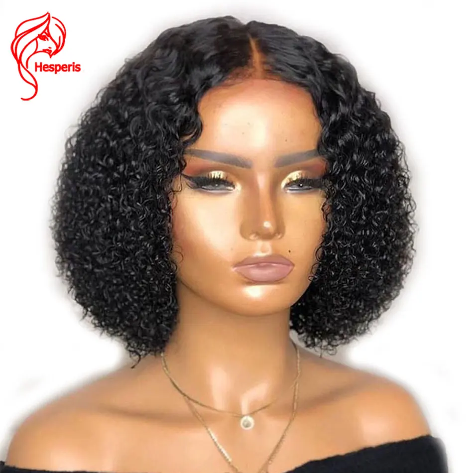 

Hesperis 130 density Full Lace Short Bob Curly Wigs Glueless Brazilian Remy Full Lace Wigs With Pre Plucked