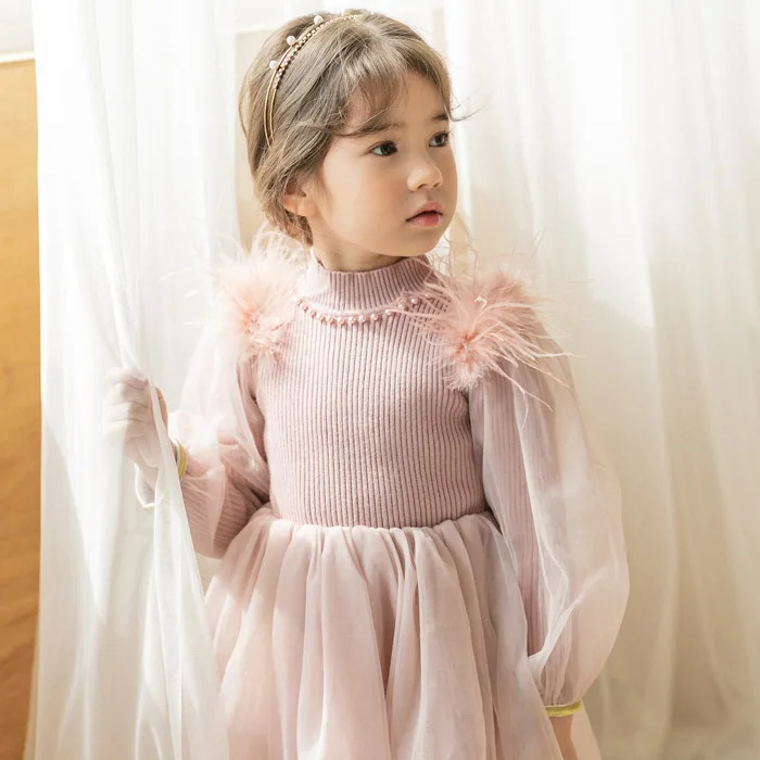 Платье для девочек бархатная одежда детская одежда газовое платье принцессы новая зимняя одежда