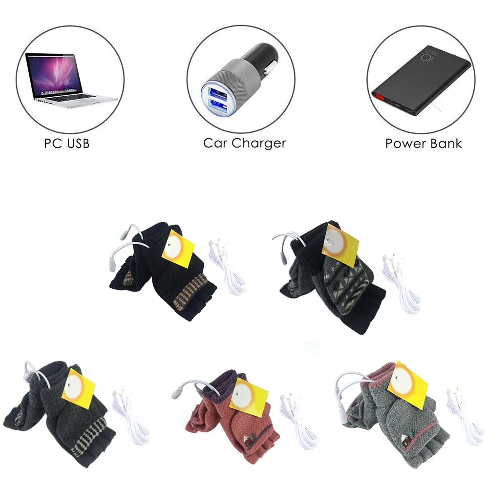 Зимние перчатки с зарядкой от usb, теплые кашемировые перчатки, сверхлегкие уличные перчатки для катания на лыжах, велосипедные теплые перчатки с подогревом