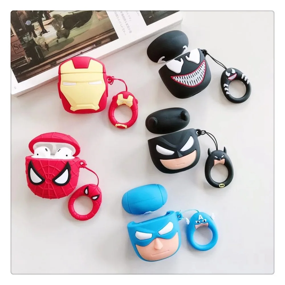 Чехол для AirPods 3D Cool Deadpool, беспроводной чехол для наушников s для Apple Airpods 1/2, аксессуары, чехол с кольцом на палец или крючком