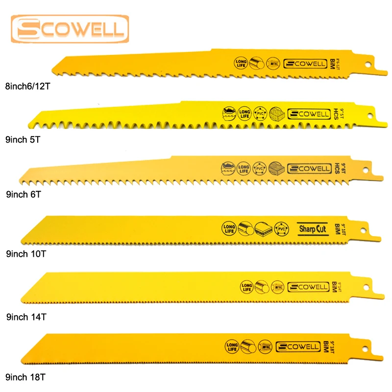 40% OFF 8&quot 9&quot Reciprocation Saw Blades Sabre 5TPI 6TPI 10TPI 14TPI 18TPI Universal shank for metal and wood 5pack | Инструменты