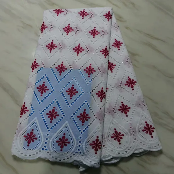 Latest African Lace Fabric With Beads Hole White High Quality Nigerian French Guipure Wax With Cord Lace Fabric For Wedding - Цвет: red white