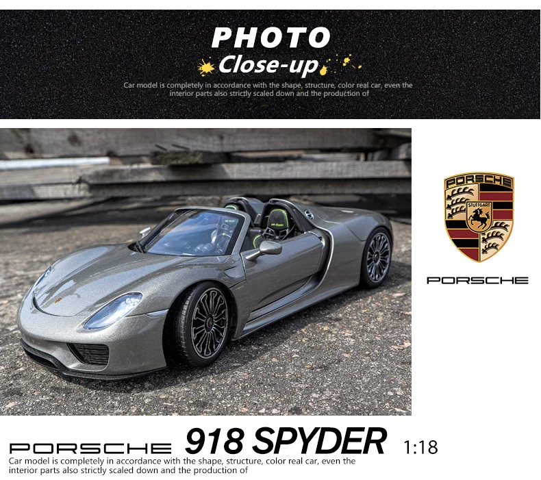 Welly 1:18 Porsche 918 super run, модель автомобиля из сплава, моделирование, украшение автомобиля, коллекция подарков, игрушка для литья под давлением, модель игрушка для мальчиков