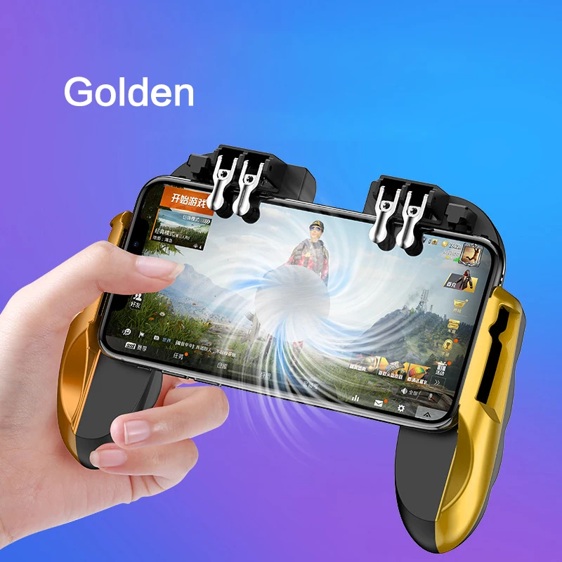 Игровой контроллер с шестью пальцами PUBG, геймпад, джойстик, триггер, стрельба, свободный огонь, геймпад с охлаждающим вентилятором для IOS, Android, мобильного телефона