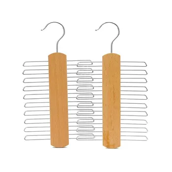 

Newest Wood Tie Hangers Multifunctional Anti-Slip Clothes Hanger for Ties Belts Scarf