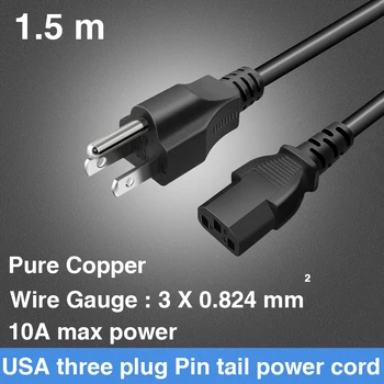

1.5 Meter 3 Pin Power Cord AC Adapter Extension Electric 3 Core Cable 10A Plug Types With IEC C13 Connector