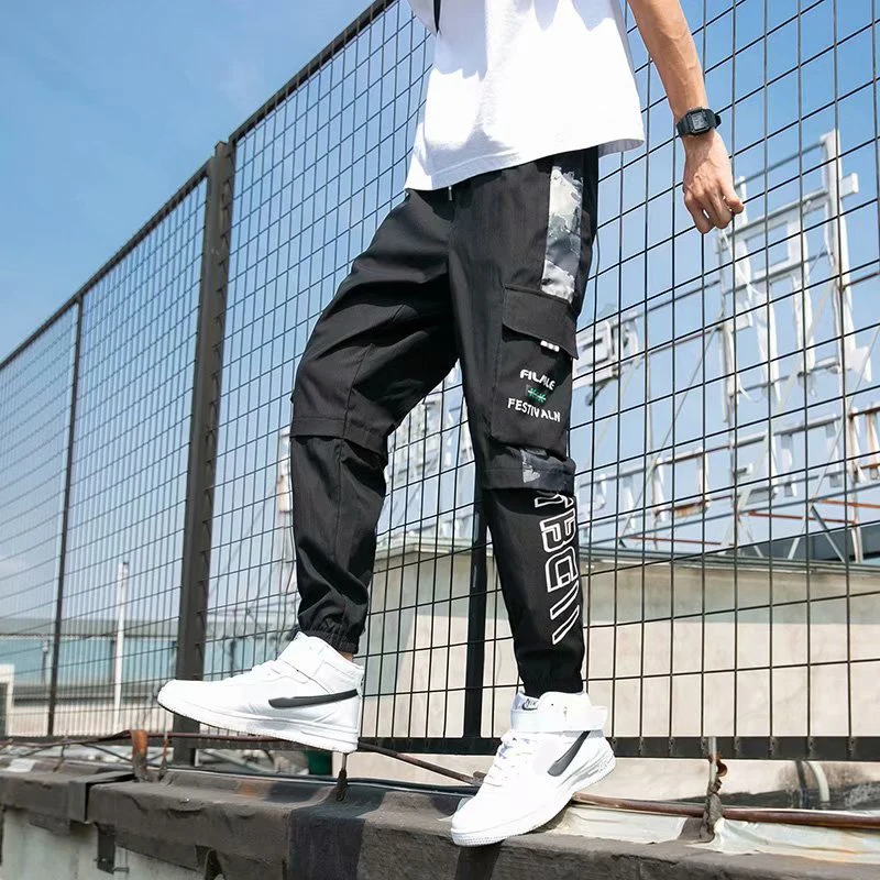 Men's Black Joggers Korean Pants Chandals Man Summer Men's Cargo