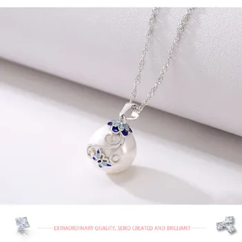 

S925 Sterling Silver Pendant Female Delicate Enamel Clavicle Chain Female Shell Bead Necklace Diy Accessories Silver Jewelry