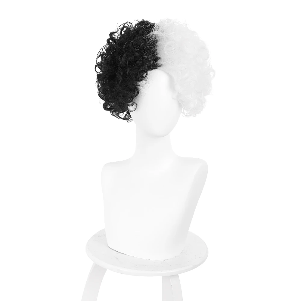 Cosplay&ware Evil Women Half Black White Wig Bad Girl Short Curly Hair Wigs Headwear Demon Cosplay Props 2 Types -Zentai shop online Ha91aaed1a27f431b9a5becc7493aa663b.jpg