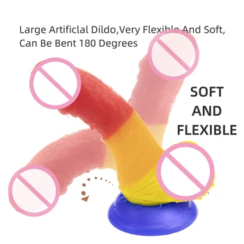 Rainbow Silicone Dildos Erotic Anal Butt Plug Realistic Penis Suction Cup Dicks Adult G-spot Orgasm Sex Toys Woman Strap On Gode 2