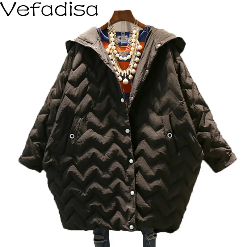Vefadisa, зимняя парка с капюшоном, Женская однотонная парка, толстая, волнистая, на молнии, свободная парка, прямая, женская, повседневная,, QYF888
