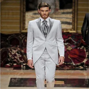 

New Men’s Suit Smolking Noivo Terno Slim Fit Easculino Evening Suits For Men (jacket+pants)Groomsmen Peaked Lapel One Button Flo