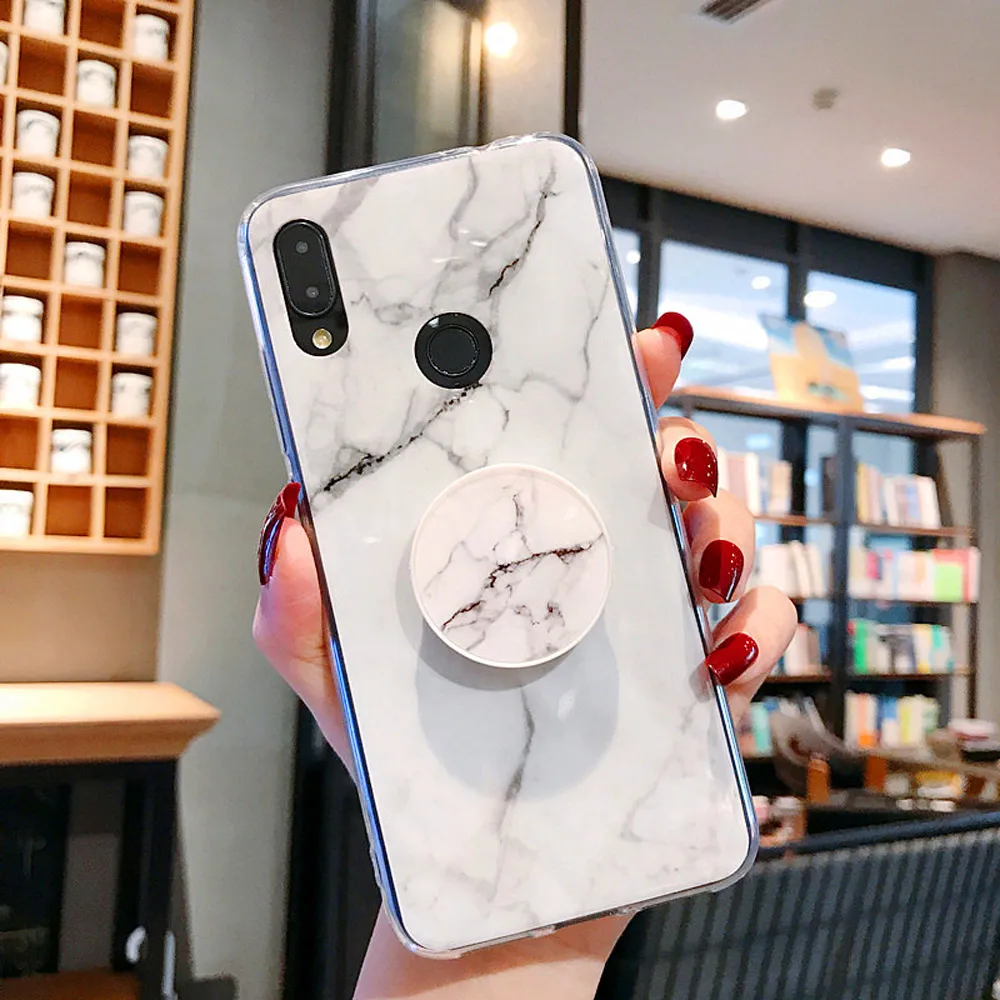 1 Мраморный чехол для Xiao mi Red mi Note 7, 8, чехол, роскошный кукольный держатель, чехол для mi 9, кольцо, мягкий ТПУ чехол, красный mi Note 6, чехол - Цвет: 1