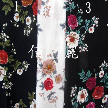 

2017 Summer Hot Selling Non-transparent Soft Elasticity Chiffon Thin Printed Dress Clothing Fabric Cloth Colored Cloth/1m