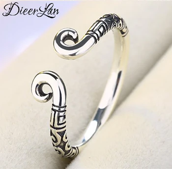 

Personality Fashion Vintage 925 Sterling Silver Crown Rings For Women Punk Thai Silver Resizable Rings