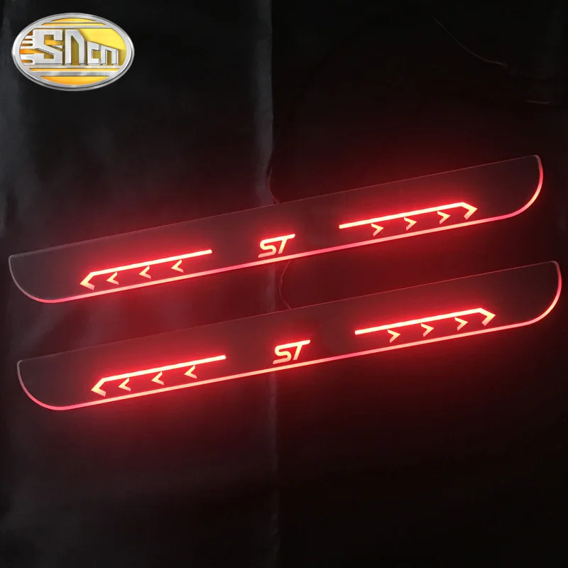SNCN 4PCS Acrylic Moving LED Welcome Pedal Car Scuff Plate Pedal Door Sill Pathway Light For Ford Focus Fiesta Kuga Escape ST