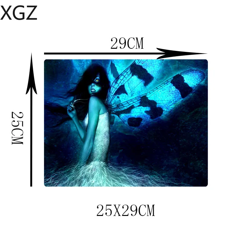  XGZ Cool Black Background Wings Girl Large Game Mousepad PC Computer Player Mouse Pad Desk Lock (fo