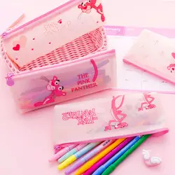 Милые розовые Пантеры силиконовые чехлы для карандашей Kawaii прозрачный Карандаш сумка флеш-накопитель в виде единорога чехол корейский