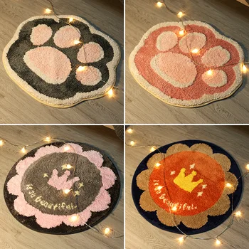 

Bathroom Water Absorption Cat Paw Flower Cartoon Mat Anti-Slip Soft
