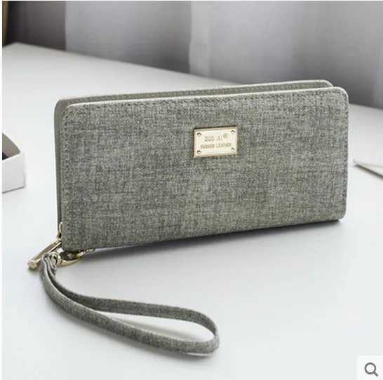 Light Grey Стиль, женский кошелек, корейский стиль, Ретро стиль, длинный, на молнии, для телефона, сумка для карт, больше, кошелек, женская сумка - Цвет: Light Grey
