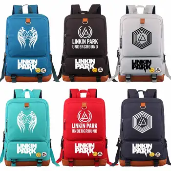 

Fashion Linkin Park Rock Music Hiphop Boy Girl Book School bag Women Bagpack Teenagers Schoolbags Men Student Patchwork Backpack
