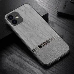Elegant Wood Grain Phone Case with Tree Texture - Stylish PC+TPU Back Cover for iPhone 13 Mini (Gray)