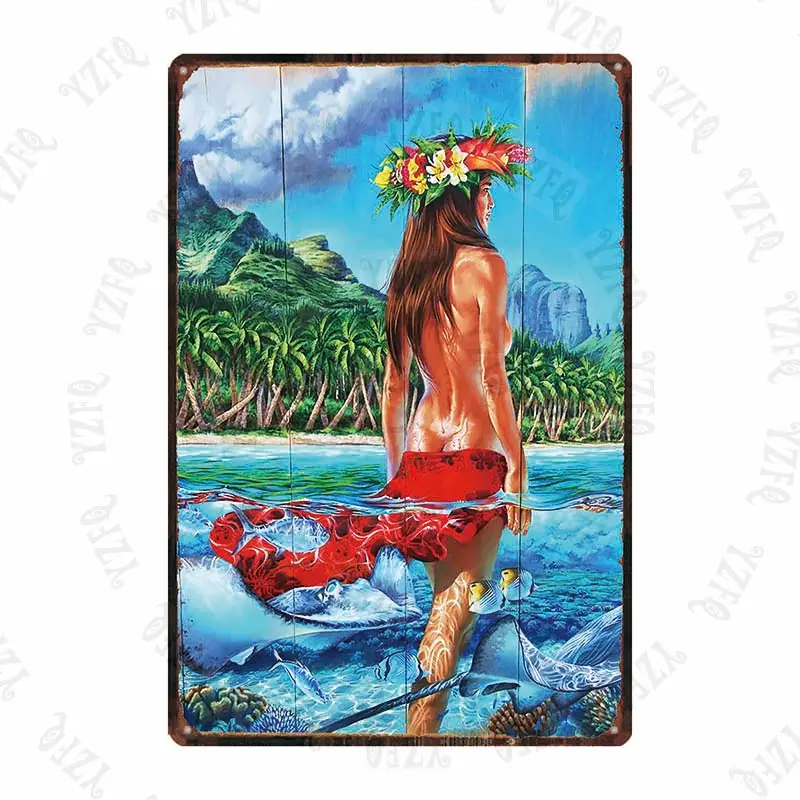 Surf Aloha Hawall винтажная жестяная вывеска хула пляж металлическая пластина для стены паба кафе домашнего искусства Ремесло Декор Куадрос DU-5367A - Цвет: DU-5390