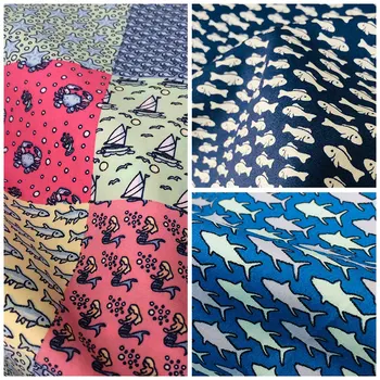 

50*145cm100% Cotton Sea Theme Printed Fabric Sewing Material Quilting Patchwork Needlework DIY Handmade Cloth Dress Bedding