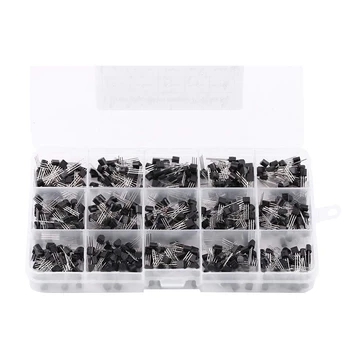 

600PCS TO-92 15 Kinds Transistor Kit with Plastic Box 2N2222 2N3904 2N3906 C945