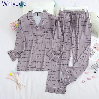 

Wmyqdlq Autumn Sleepwear New Style Ladies Silk Pajamas Home Service Long-Sleeved Trousers Two-Piece Suit Ladies Pyjamas