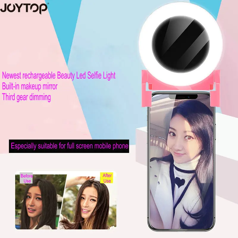 

USB Charge Led Mobile Phone Lens Fill Light With Mirror Phone Clip For iPhone For Samsung Xiaomi Phone For full-screen Phone