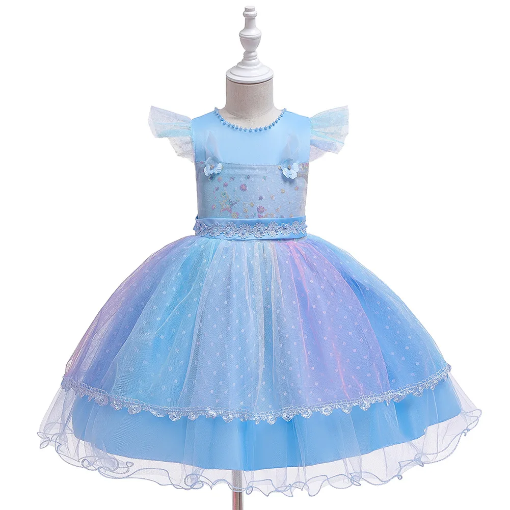 Платье принцессы для маленьких девочек; радужные цвета; детское платье для дня рождения для девочек; рождественское праздничное платье; Одежда для маленьких девочек; От 0 до 5 лет