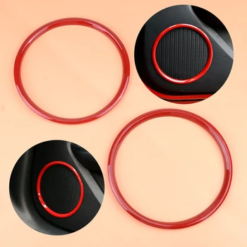 

New 2Pcs Car Red Door Speaker Decoration Cover Ring Trim Fit For Ford Mustang 2015 2016 2017 2018 2019