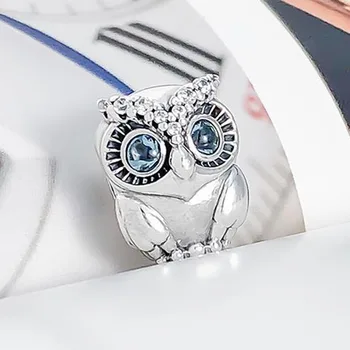 

100% 925 Sterling Silver Bead Glittering Owl Beads Fit Pandora Women Bracelet & Necklace Diy Jewelry