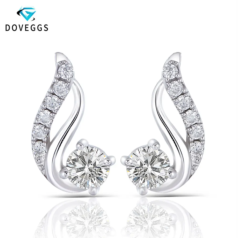 DovEggs Стерлинговое Серебро 925 пробы, 1.4CTW, 4 мм, H цветные круглые серьги-гвоздики с муассанитом, серьги с отжимом назад для женщин, серебряные серьги с отжимом назад