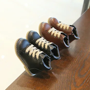 

Baby Girls Martin Boots Kids Boys Winter Boots Fashion Lace Up Children Shoes Autumn Leather Short Boots SMG139
