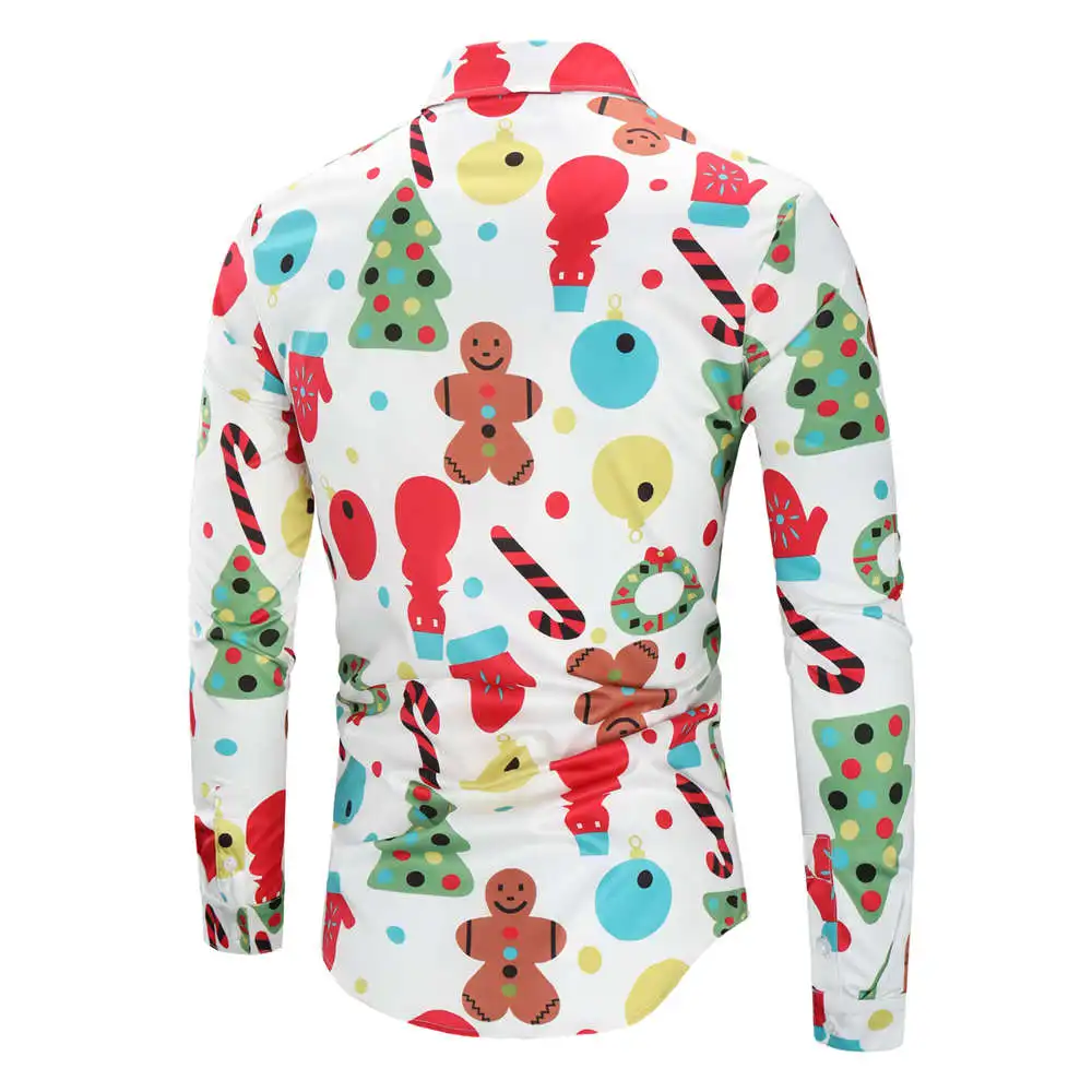 Новинка, 6 цветов, Camisa Navidad Hombre, милая брендовая мужская Повседневная рубашка с длинным рукавом и рисунком, Рождественская ночная рубашка, мужская одежда