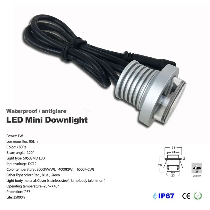 36 шт./лот 1 Вт супер мини светодио дный точечные светильники DC12V IP65 светодио дный похоронен лестница утопленные фары мини-Светильник 3000 К 6000 К