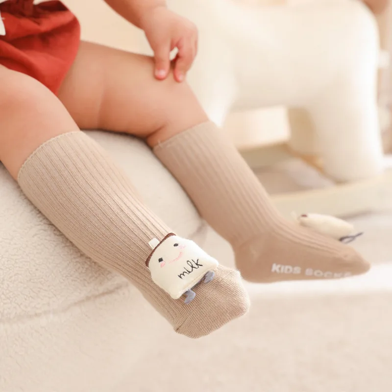 

New Boy and Girls Socks Solid Color Ribbed Knee Middle Long Socks for Cute Cartoon Style Bootes Socks Children Leg Warmers