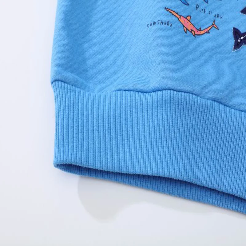 TUONXYE Boys Long Sleeves Shark Embroidery Pattern Sweatshirts Kids Clothes Autumn Outerwear Cotton Casual Knitting Clothes