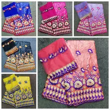 HL! белый цвет вышивка Базен riche с тюлем кружевная ткань африканская ткань Базен для женщин платье! J101309